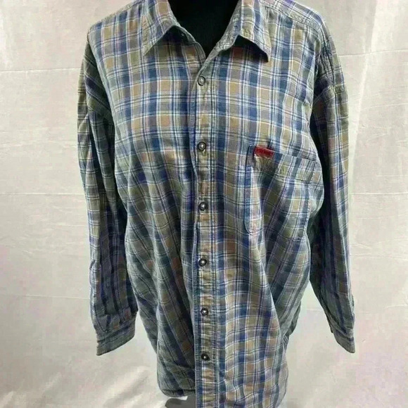 Wolverine Boots And Gear Flannel Long Sleeve Linned Shirt XL Grey & Blue - Picture 5 of 6